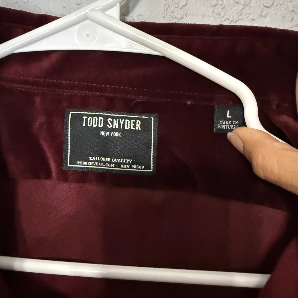 Todd Snyder Mens Burgundy Velvet Button Down Shirt Cotton Size Large - Picture 4 of 5